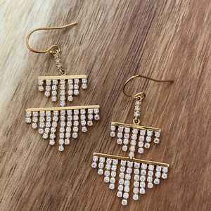 Chevron chandelier cubic zirconia earrings